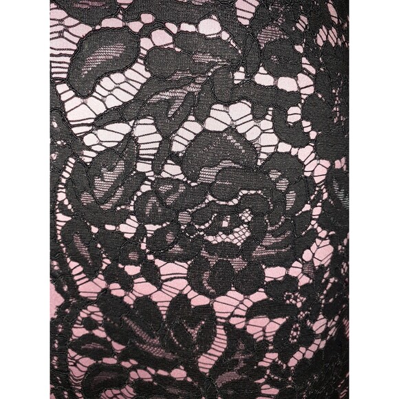 TOMMY HILFIGER Size 10 Sheath Dress Pink Black Floral Lace Sleeveless - Picture 3 of 7